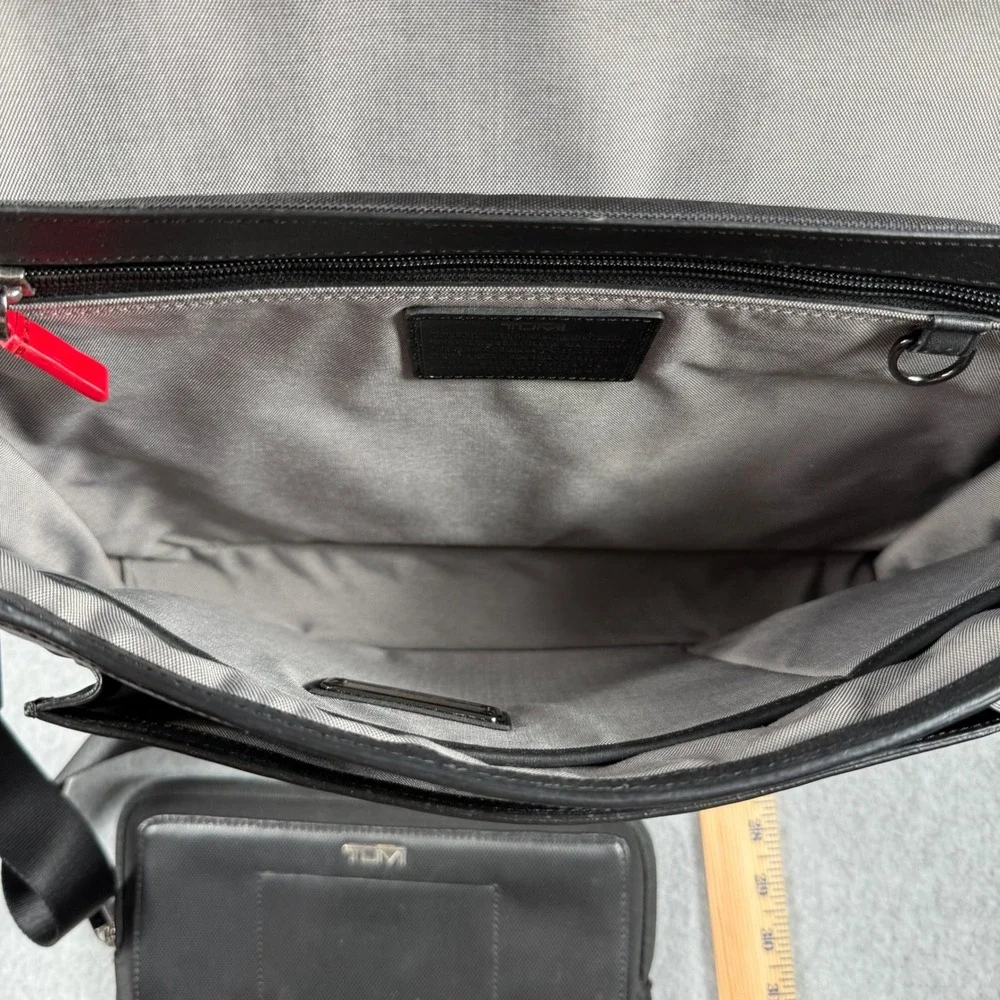 TUMI TICON 32602DT Slim Flap Briefcase Black Leather Nylon w Tablet Case